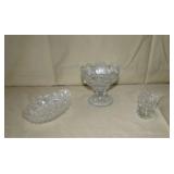 toothpick holder, small dish, and a small compote