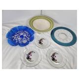 LG Bowl & Platters & 3 Violet Plates