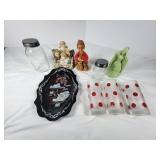 Collectibles Polka Dot Glasses, Mother Pearl Plate