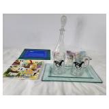 Glass Plates & Wine Decanter 1985 River Downs