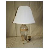 Frosted glass and brass table lamp
