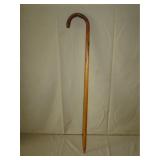 Wooden Walking Cane with  Copper label marked 1934