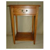 Oak wood foyer table with one drawer & one shelf