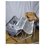 Vintage laundry carts, drying rack and pictures