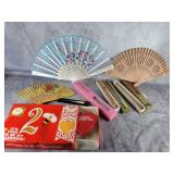 Vintage hand fans & Valentine 'beating' heart box