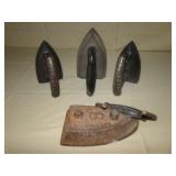 Sad Irons 2-4W, #8, and #8 with a broken handle