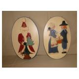 Wooden 3D Santa Plaque and Pilgram Plaque