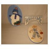 Wooden 3 D Snowman Plaque and Scarecrow Plaque