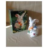 Lenox Poppies On Blue Easter Bunny Cookie Jar
