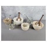 Glass and Ceramic Mortar and Pestle 6" and 4" dia