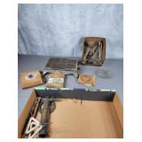 Pharmaceutical supplies, test tubes, Bunsen burner