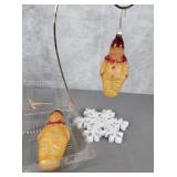 2 West German vintage glass clown ornaments