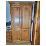 Oak Entertainment Center/Cabinet on casters