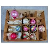Hand painted MCM mercury glass ornaments