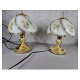 Glass & brass touch lamps