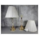 Pair of crystal & brass table lamps