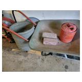 Wheelbarrow Gas Can Galvanized Buckets Bricks