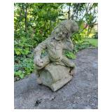Concrete Gnome on Barrel 18"H - YARD ART
