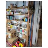 Contents of shelf, wire, chemicals, antifreeze