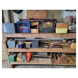 Contents of  work bench, tool boxes, tools, more