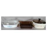 Corningware casseroles & anchor hocking cake pan