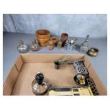 Morar & pestles, pill molds, Bunsen burners