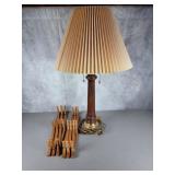 Table lamp and Two expanding hat racks