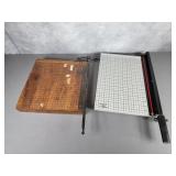 Vintage wood paper cutter and new paper cutter
