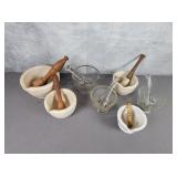 Glass and Ceramic Mortar and Pestle 6" and 4" dia