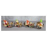MCM chenille celluloid-face elf ornaments