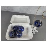 W Germany blue Unsilvered Mica swirl ornaments