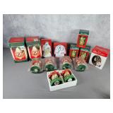 Box of carousel ornaments and cathedral nativity