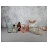 Apothecary bitters bottle, pink depression