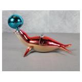 Vintage De Carlini glass  seal with ball ornament