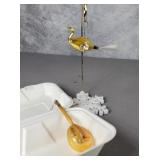 Vintage blown mercury glass bird/mandolin ornament