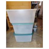 Three Sterlite tubs with lids