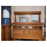 Oak Queen 3pc Bed Set Storage Galore