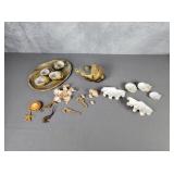 Vintage ceramic tea set, sea horses & shells