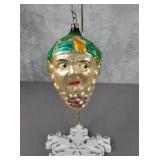 German Handblown mercury glass grape face ornament