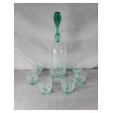 Blenko #445D crackle glass decanter & punts