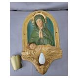 Carved by Aloysious plaster Mary w/ baby Jesus
