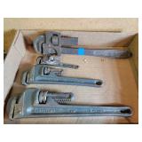 Four pipe wrenches, Keen Kutter, Craftsman, Rigid