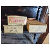 Vintage corks sizes 8, 9, misc