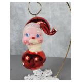 Vintage De Carlini glass  Santa Head ornament