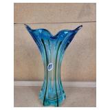 Blue and green blown glass vase