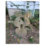 Concrete Seahorse Birdbath Bath AS IS