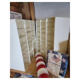 Two plastic parts cabinets, red/white plastic wrap