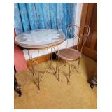 Refinished Ice cream oak table and one chair
