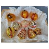 Vintage West German red & gold glass ornaments