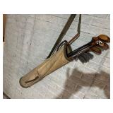 Vintage golf clubs and bag